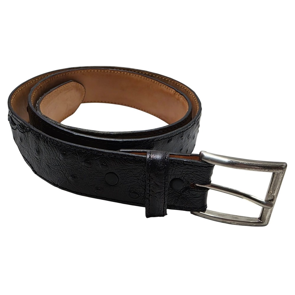 Tony Lama Mens Black Ostrich Quill Embossed Leather Western Belt 36 1373L USA